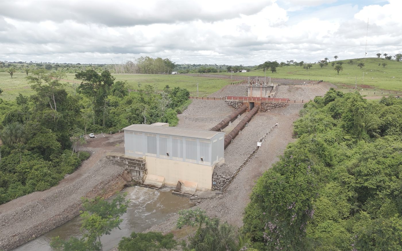 CGH Bortoloso — vista aérea da casa de força e canal de adução